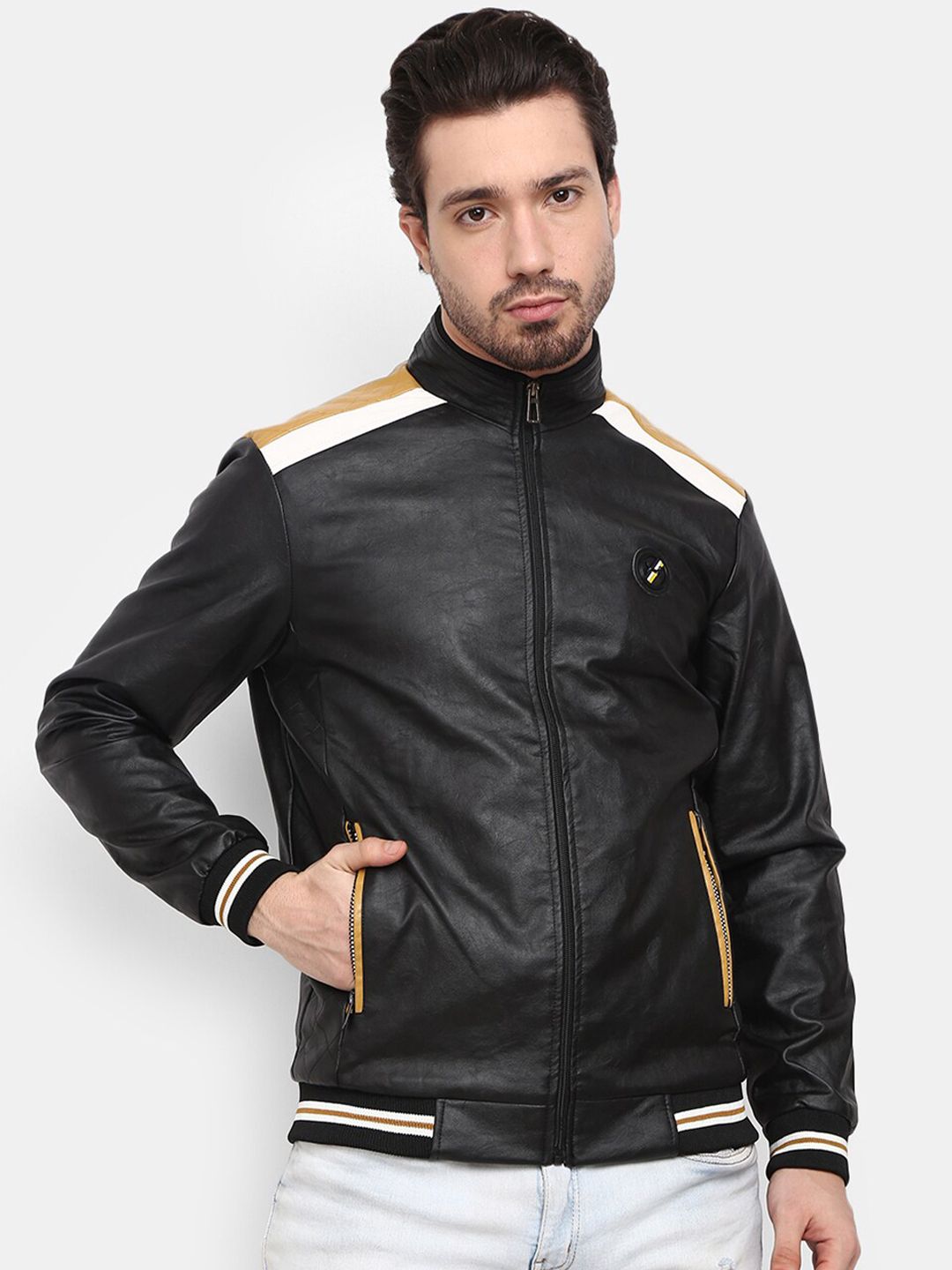 V-Mart Men Black Solid Outdoor Bomber Jacket