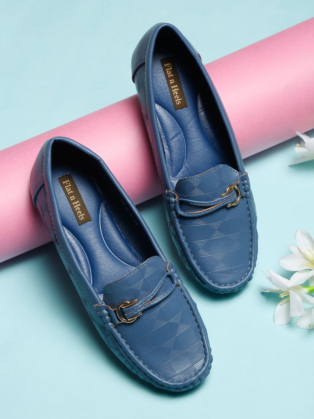 Flat n Heels Women Blue Solid Loafers Price in India