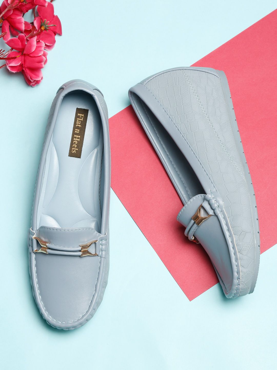 Flat n Heels Women Blue Solid Loafers Price in India