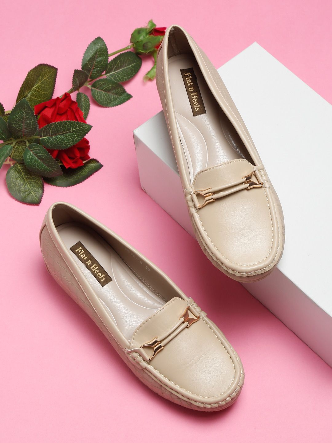 Flat n Heels Women Beige Solid Loafers Price in India