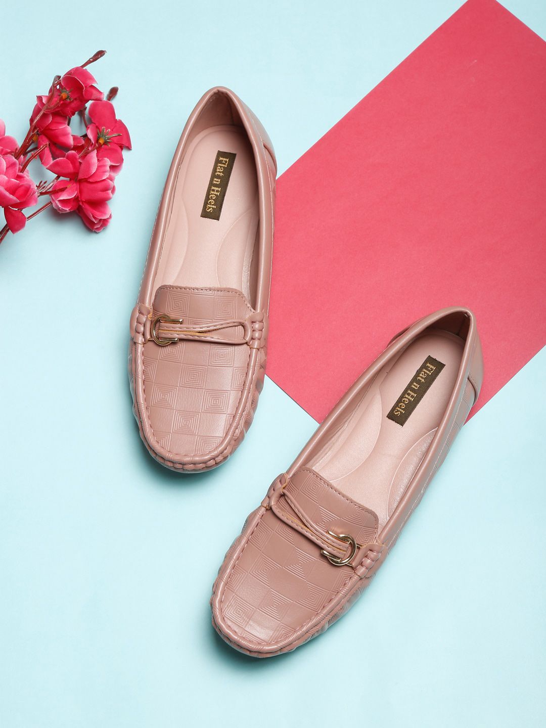 Flat n Heels Women Pink Solid Loafers Price in India