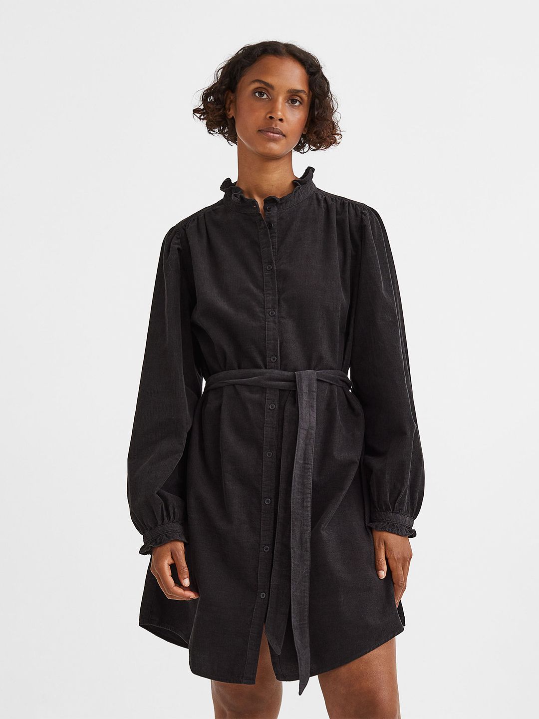 H&M Woman Black Corduroy Dress Price in India