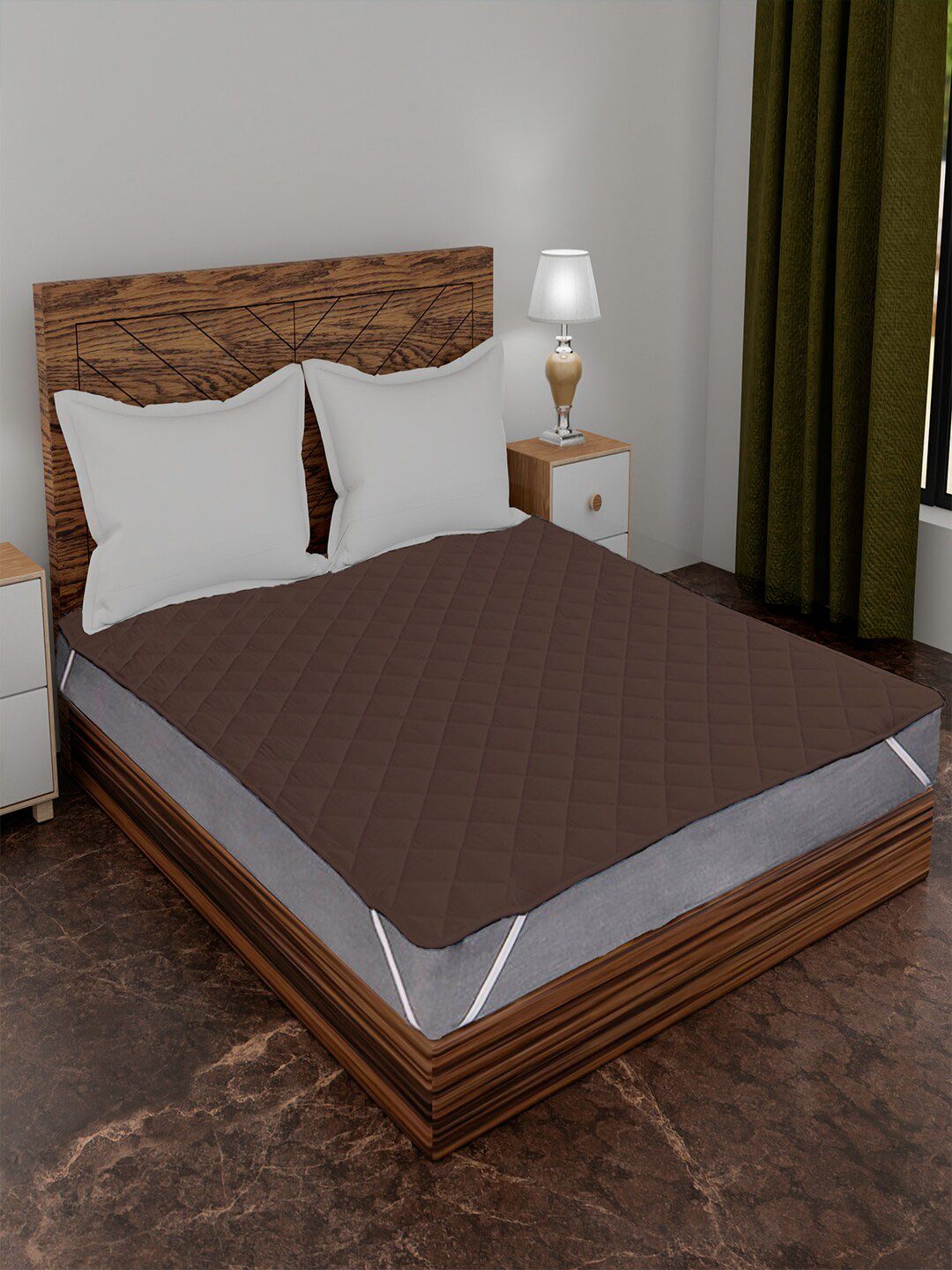 AVI AVI Brown Solid Waterproof Double Size Mattress Protector