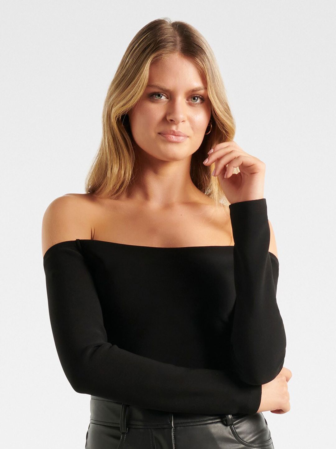 Forever New Black Off-Shoulder Crepe Top Price in India