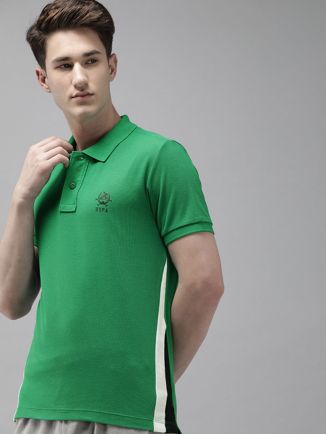 U S Polo Assn Men Brand Logo Polo Collar Slim Fit T-shirt