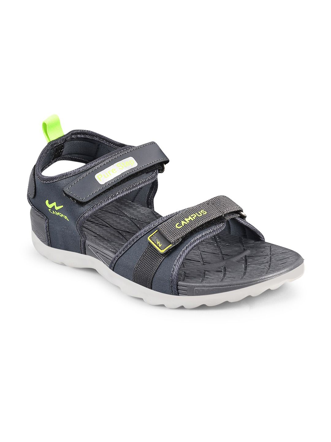 Campus Men Grey & Green Solid Sports Sandals