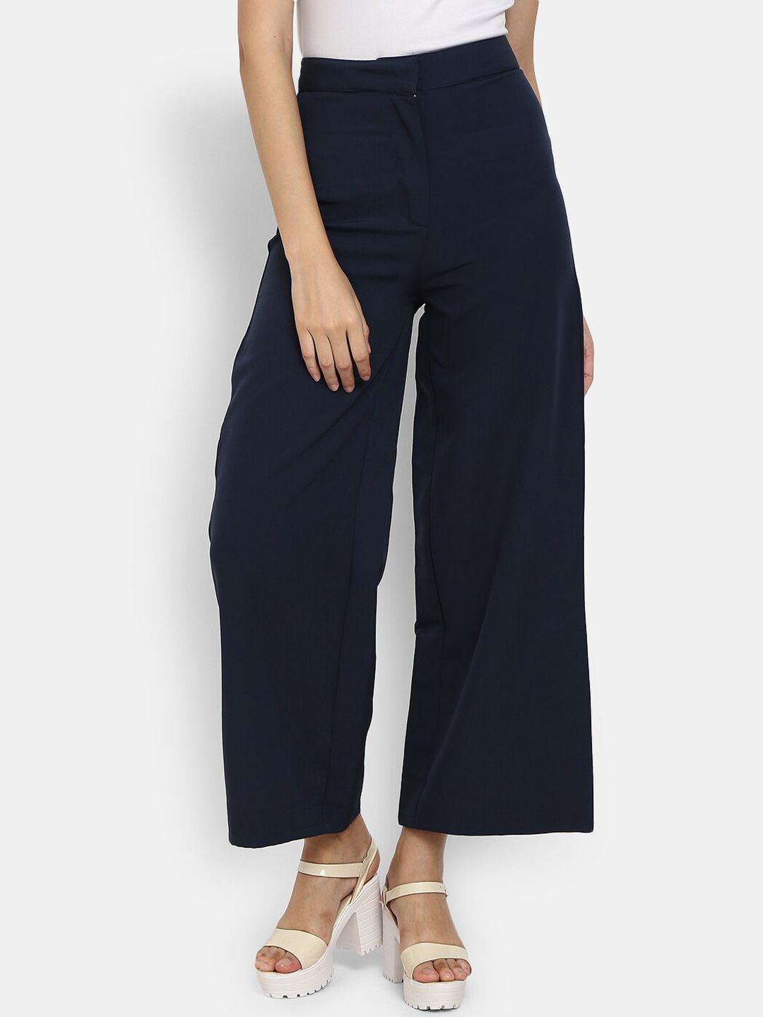 V-Mart Women Navy Blue Classic Trousers Price in India