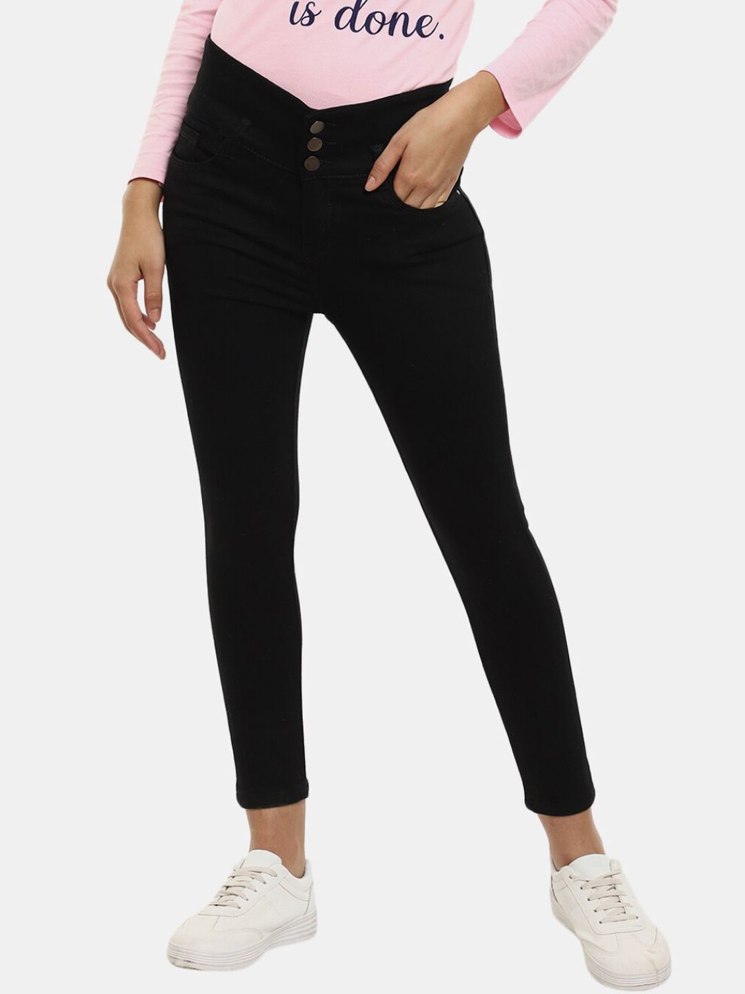 V-Mart Women Black Solid Classic Trousers Price in India