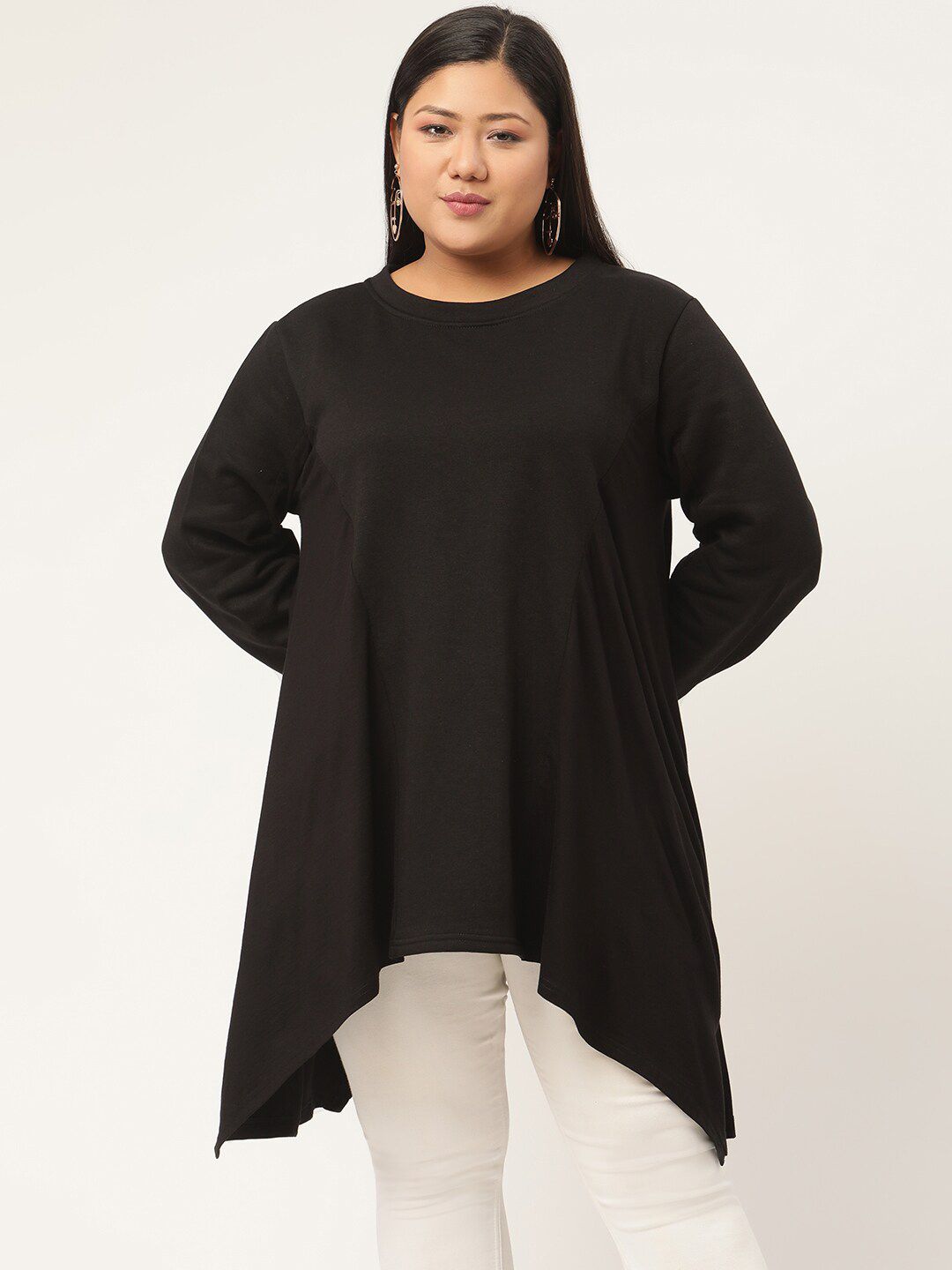 theRebelinme Black High-Low Plus Size Longline Top Price in India