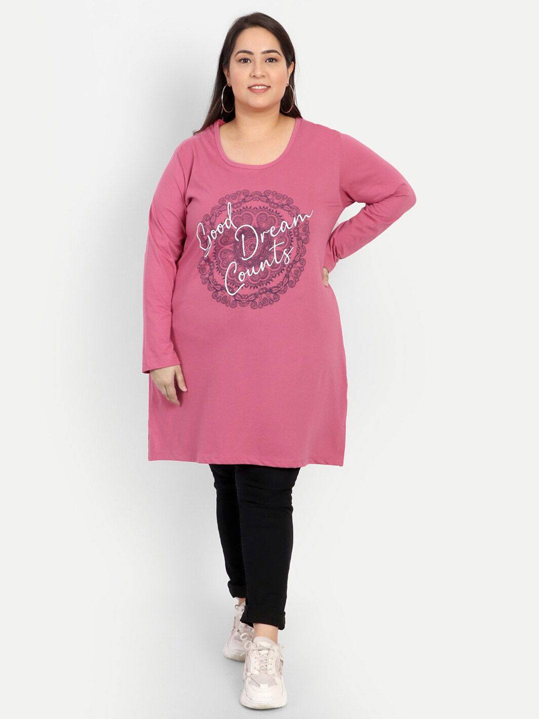 CUPID Women Rose Print Longline Top Price in India