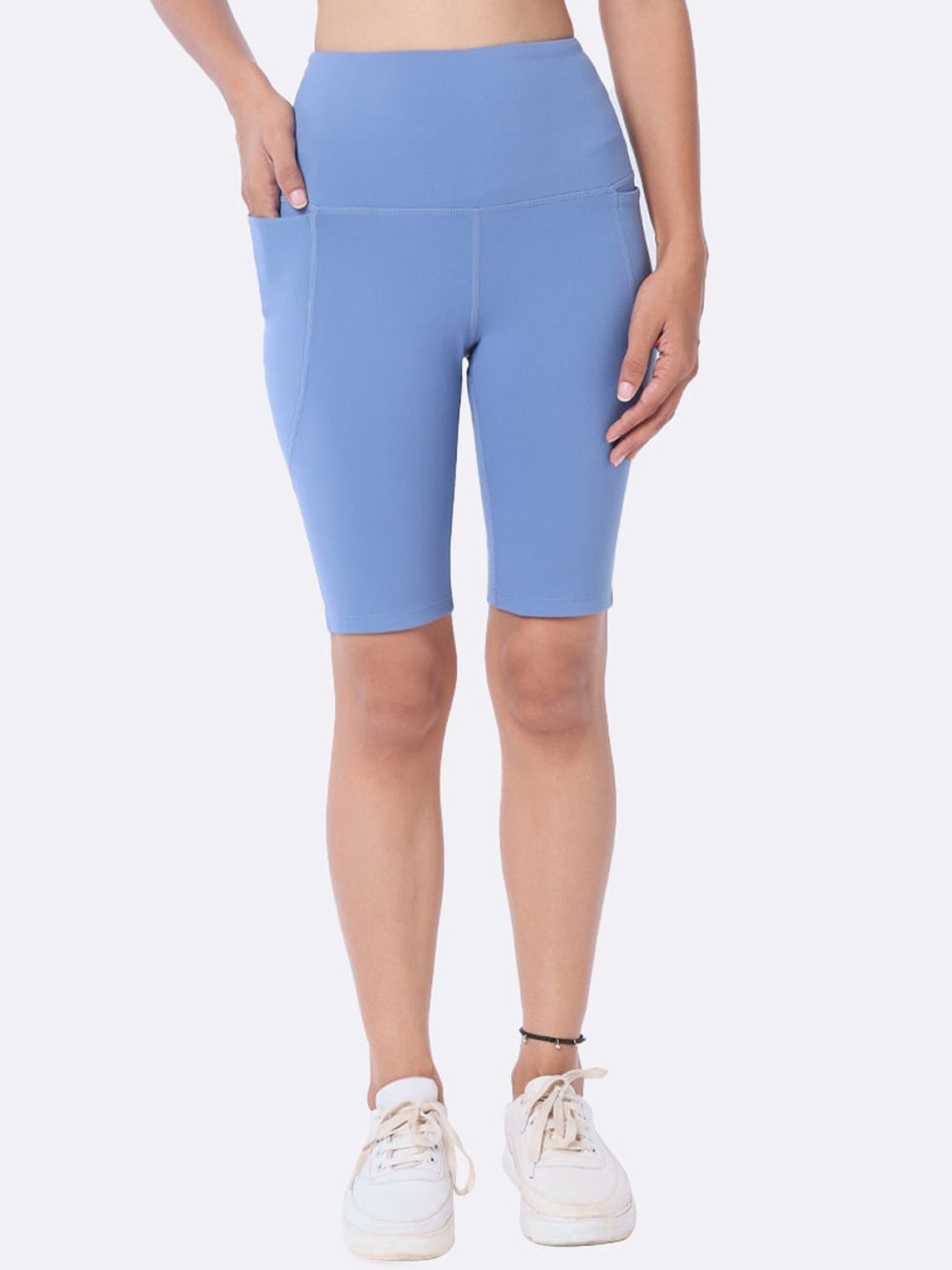 BlissClub Women Blue High Waist The Ultimate Cycling Shorts with 3 Pockets Price in India