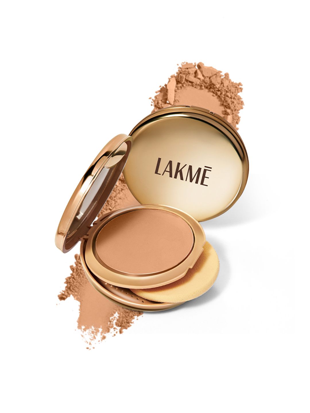 Lakme 9to5 Unreal Dual Cover Pressed Powder,  2 In 1 Compact + Foundation, 16 Sand,9g