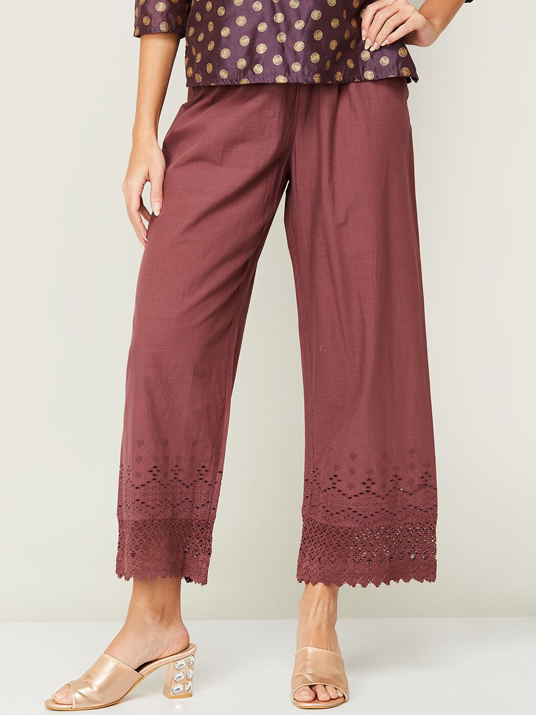 Melange by Lifestyle Women Brown Trousers Price in India