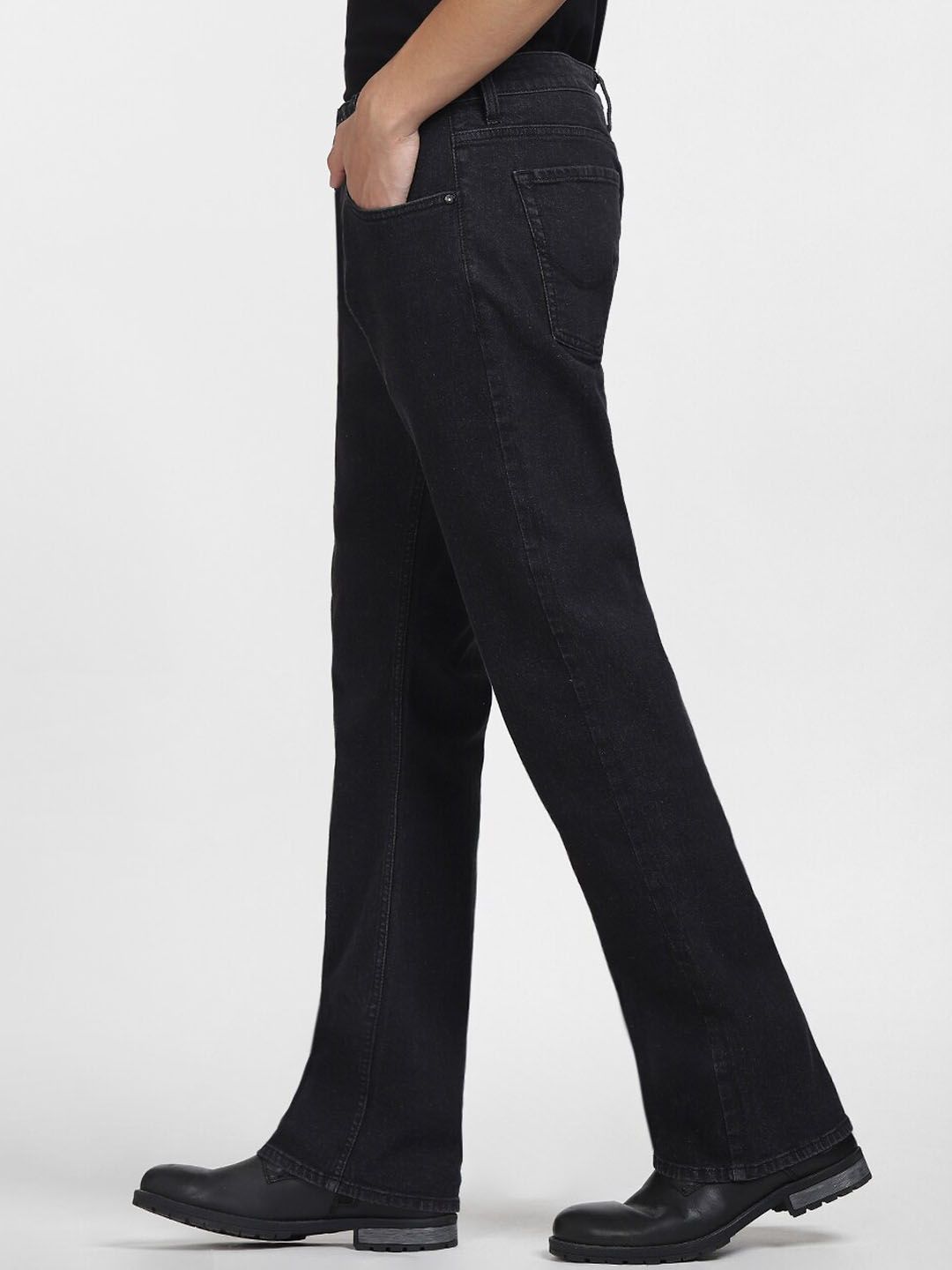 Black Dark Shaded Bootcut Cotton Jeans