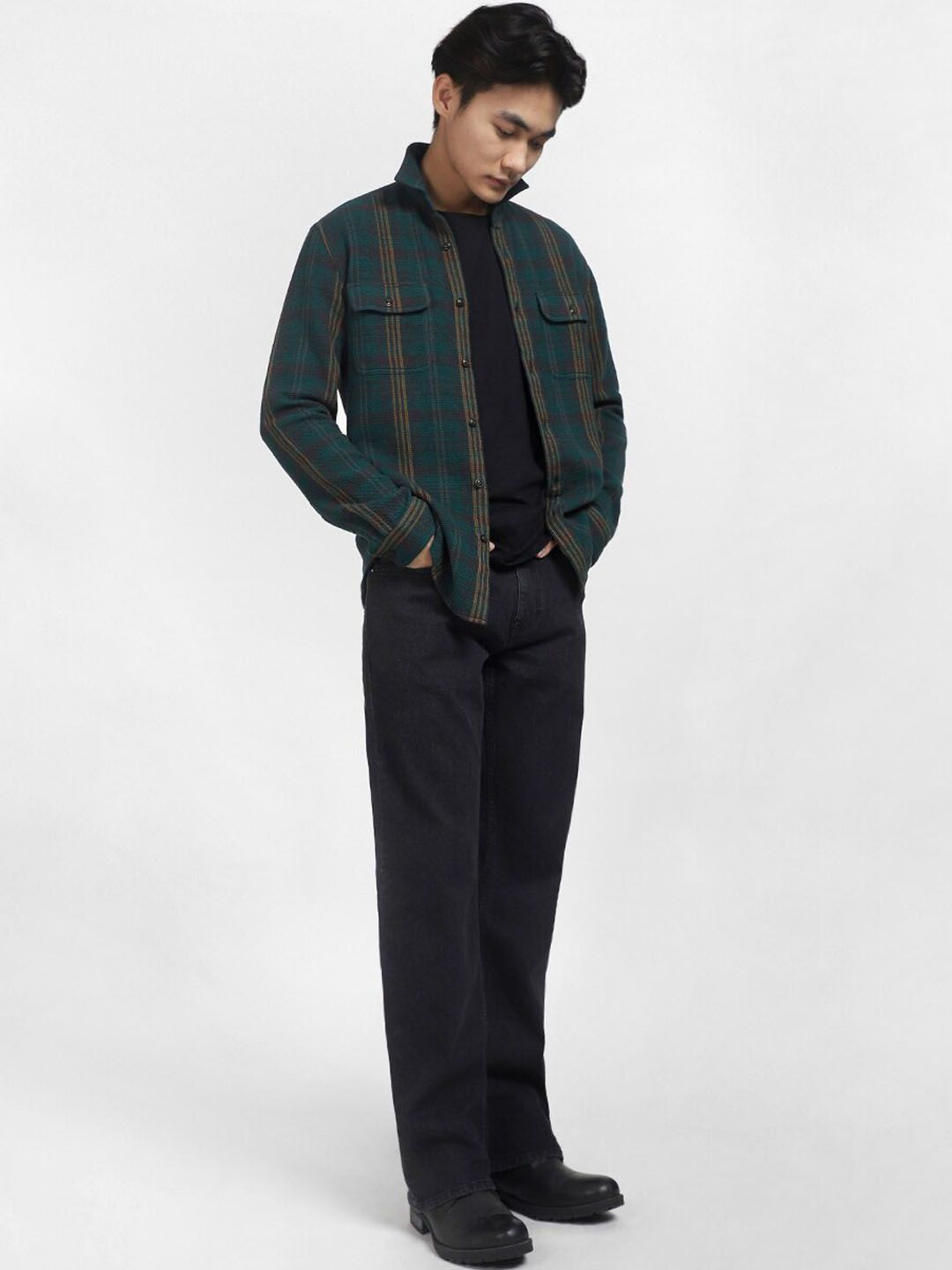 Black Dark Shaded Bootcut Cotton Jeans