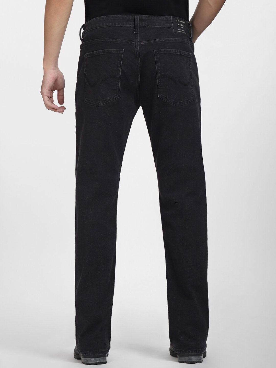 Black Dark Shaded Bootcut Cotton Jeans