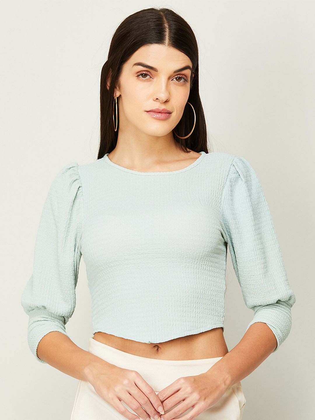 Ginger by Lifestyle Women Green Crop Top Price in India