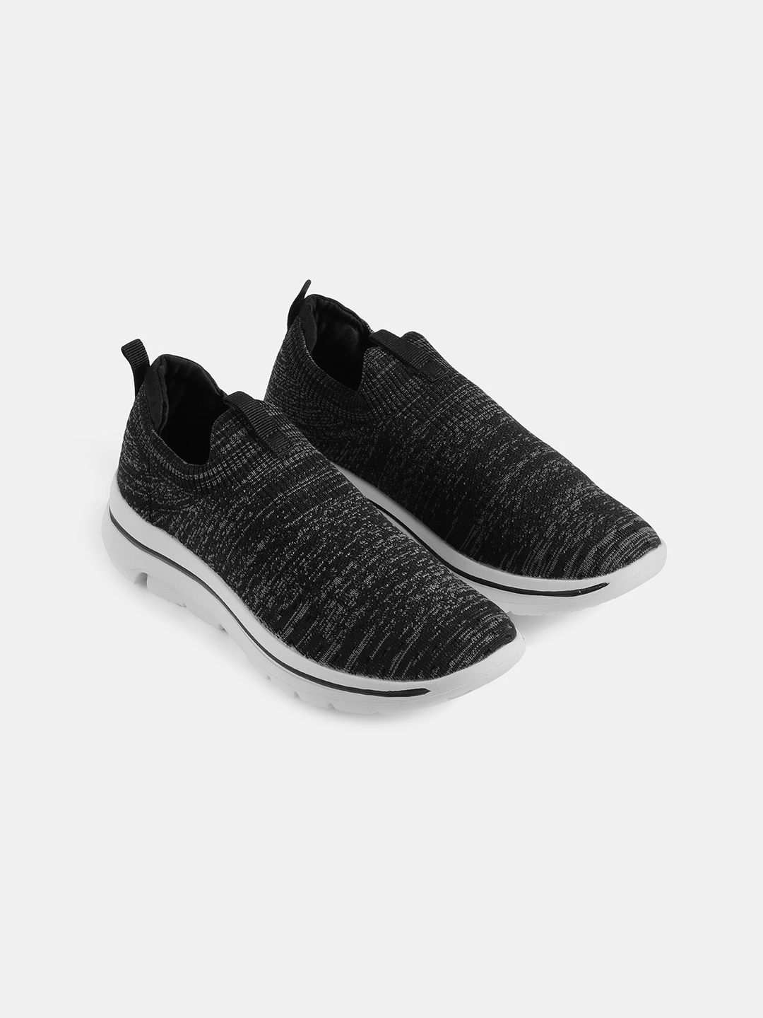 LEMON & PEPPER Women Black Woven Design Slip On Sneakers Price in India