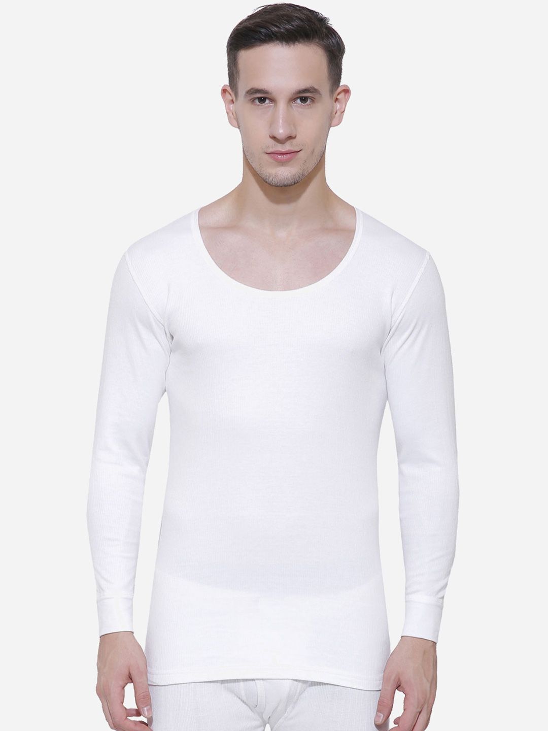 Bodycare Men White Solid Cotton Thermal Tops