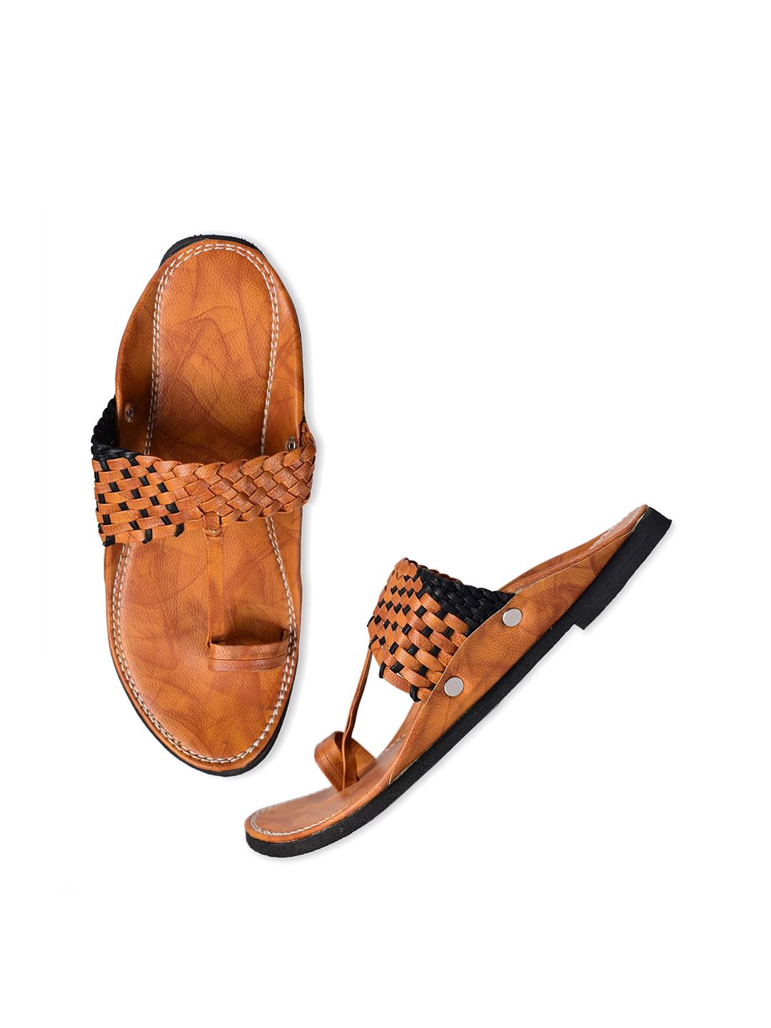 Aristitch Men Tan Leather Comfort Sandals
