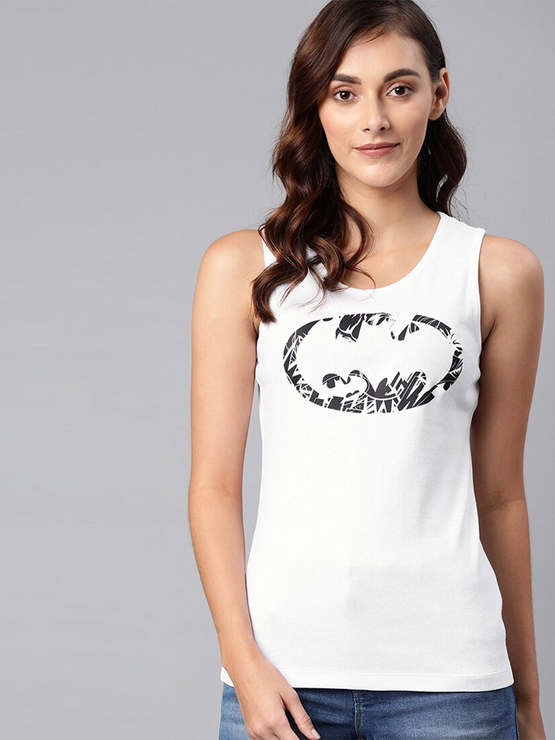 Kook N Keech Batman White Print Pure Cotton Tank Top Price in India