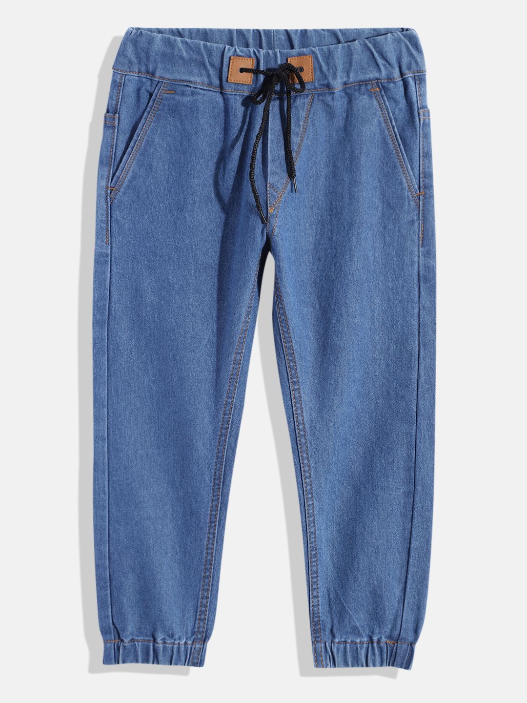 Urbano Juniors Boys Blue Solid Slim Fit Denim Joggers