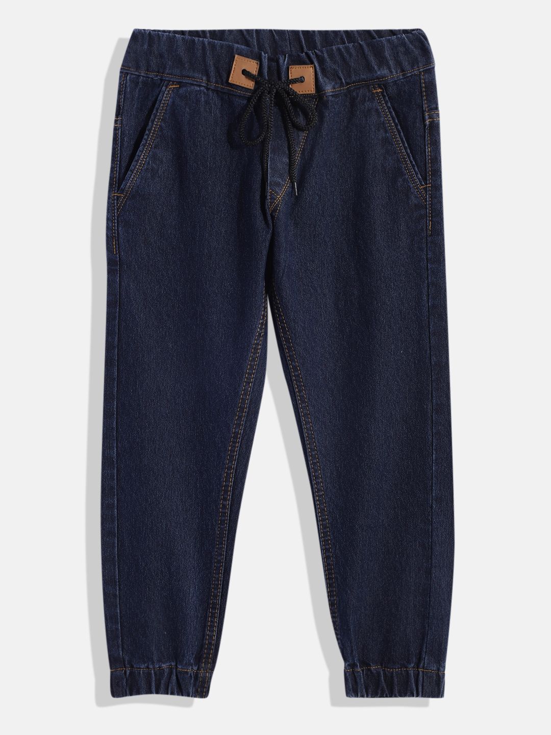 Urbano Juniors Boys Navy Blue Solid Slim Fit Denim Joggers