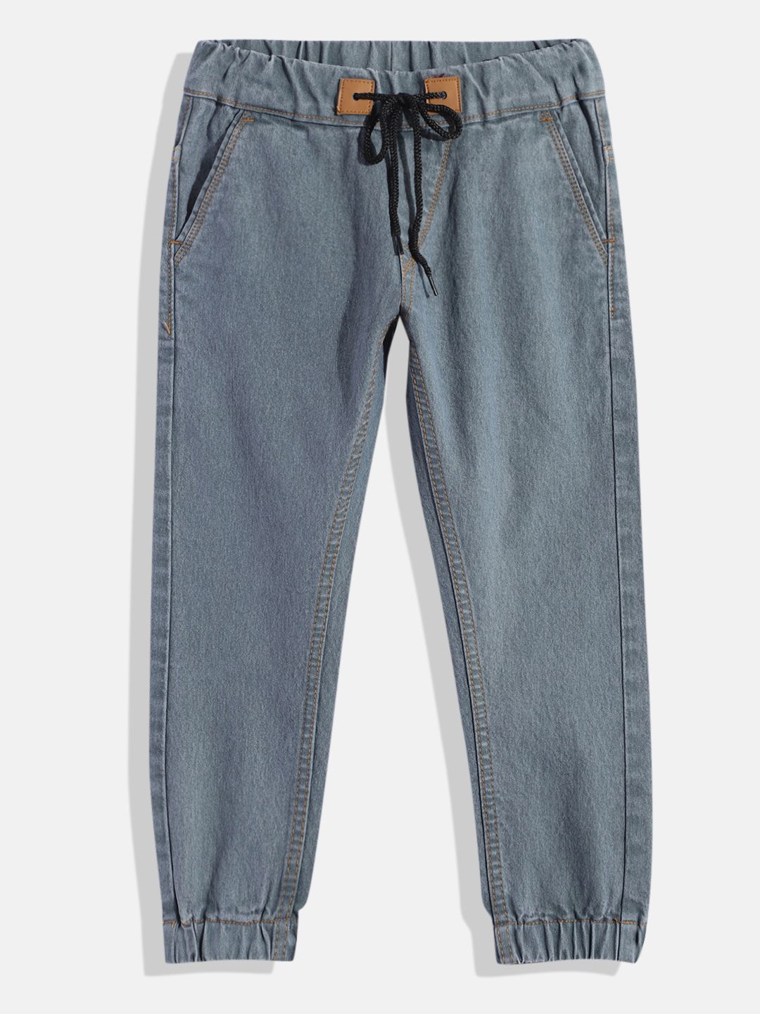 Urbano Juniors Boys Grey Solid Slim Fit Denim Joggers