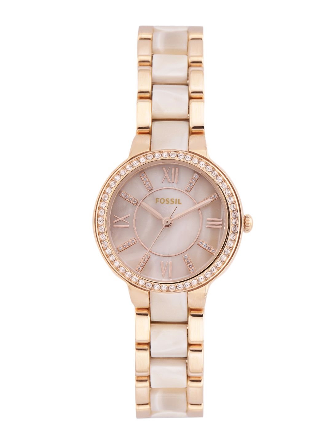 Fossil Women Cream-Coloured Mother of Pearl Dial & Multicoloured Bracelet Style Straps Analogue Watch Price in India