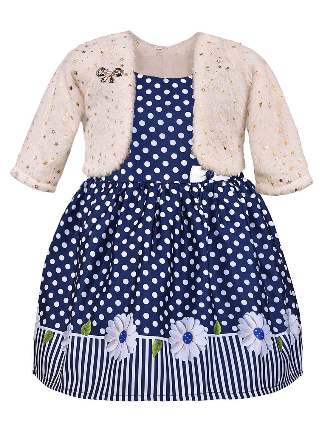Wish Karo Girls Blue Satin Peplum Dress With Jacket