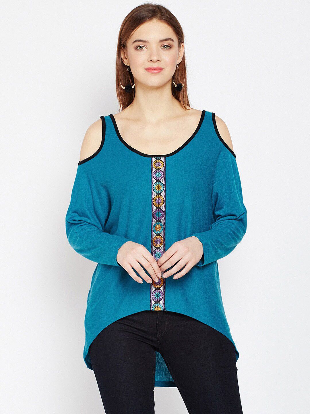 Be Indi Teal Pure Cotton High-Low Longline Top Price in India