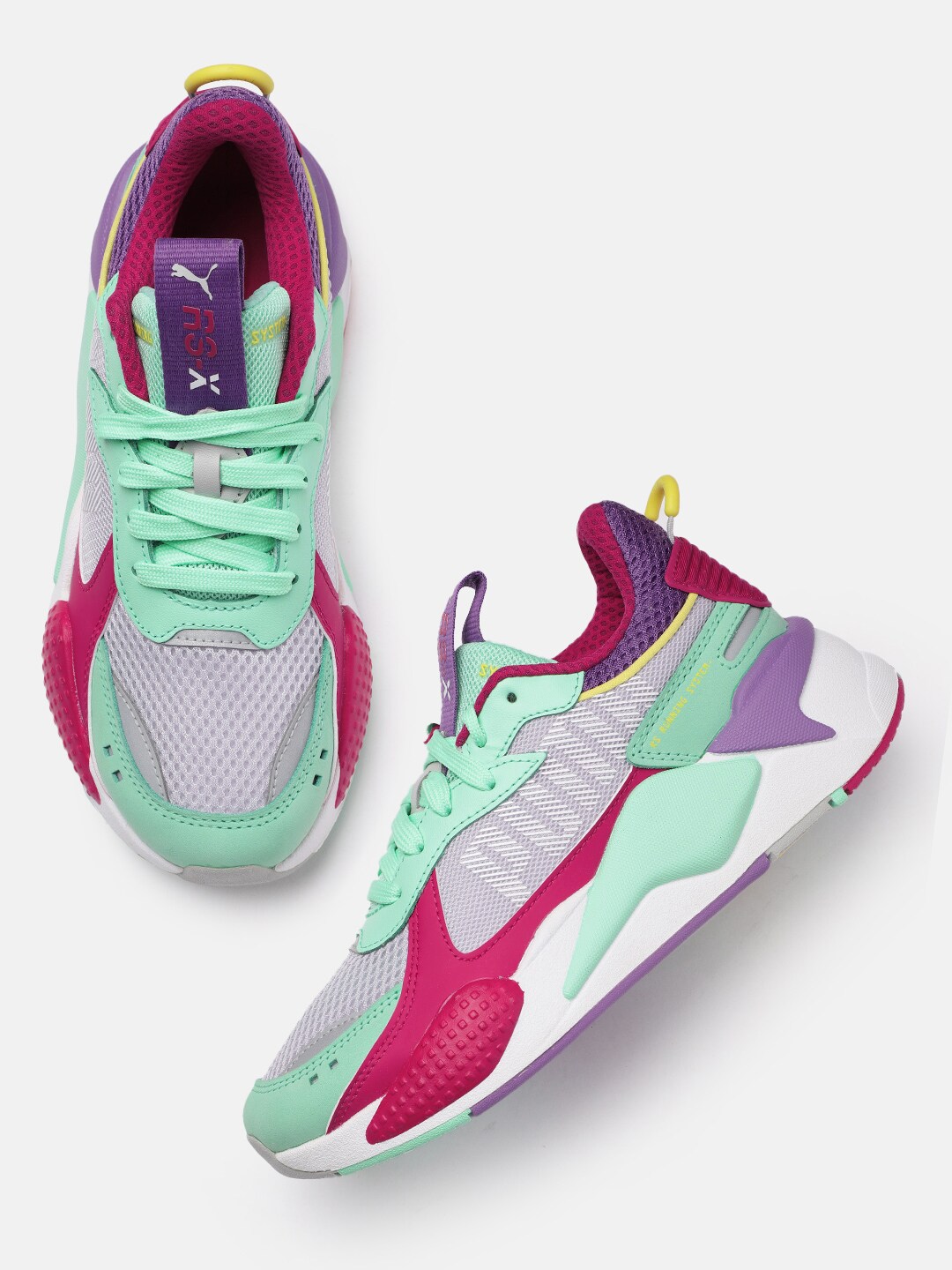 Puma Unisex Purple & Green Colourblocked RS-X Bold Sneakers Price in India