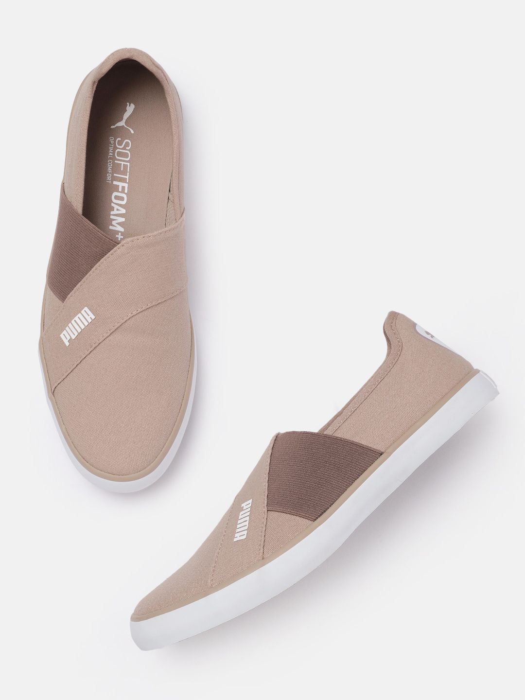 Puma Women Beige Brand Logo Printed Slip-On Sneakers Price in India