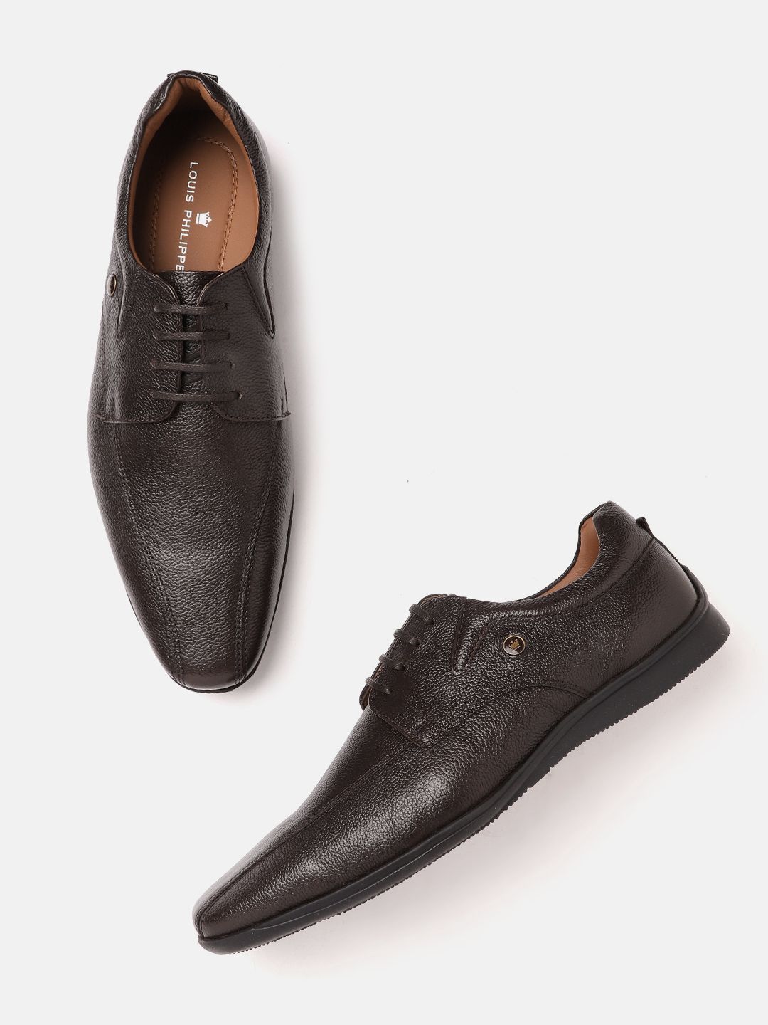 Louis Philippe Men Textured Leather Formal Derbys