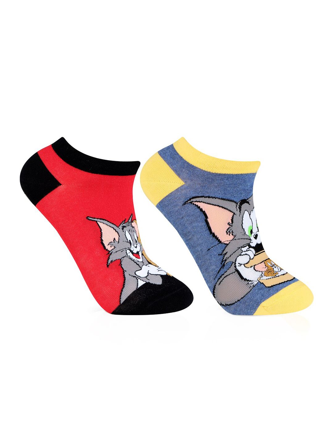 Bonjour Unisex Pack of 2 Tom and Jerry Printed Assorted Cotton Socks