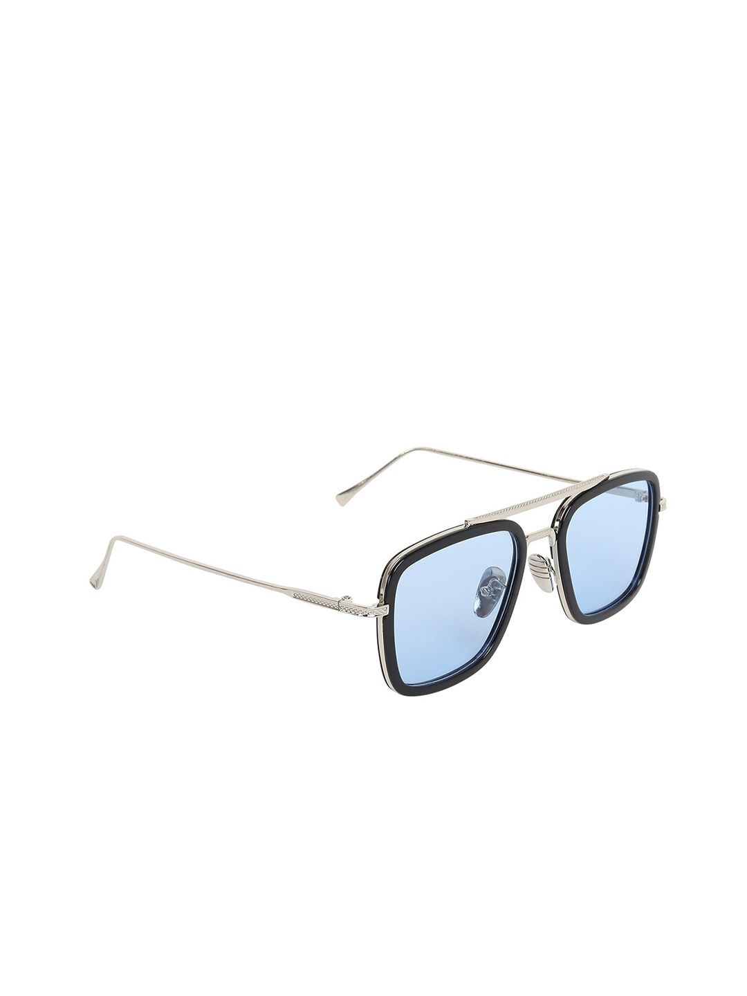 GARTH Unisex Blue Lens & Steel Square Sunglasses with UV Protected Lens GRT_TONY_BLU