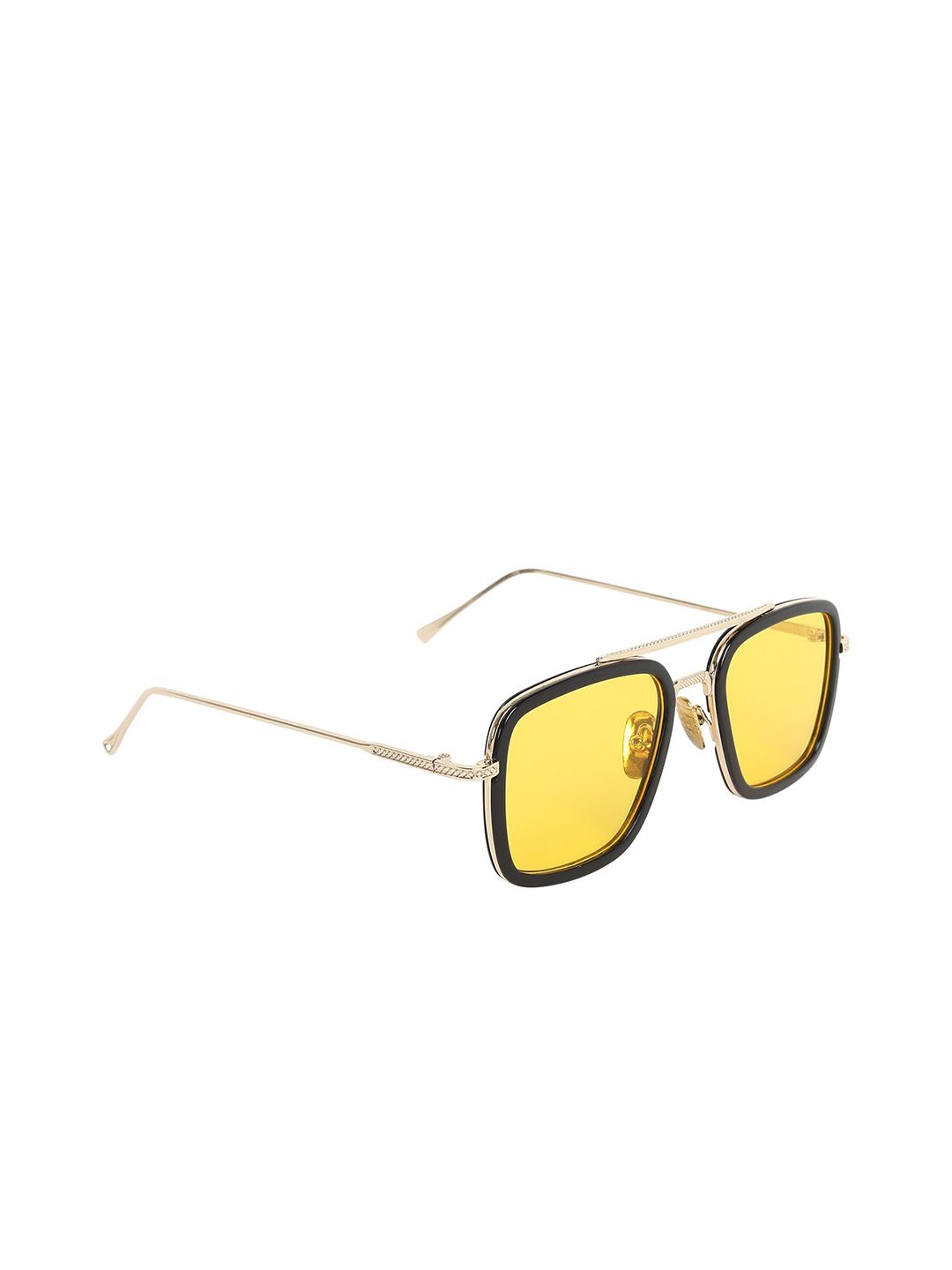 GARTH Unisex Yellow Lens & Gold Square Sunglasses with UV Protected Lens GRT_TONY_YLW