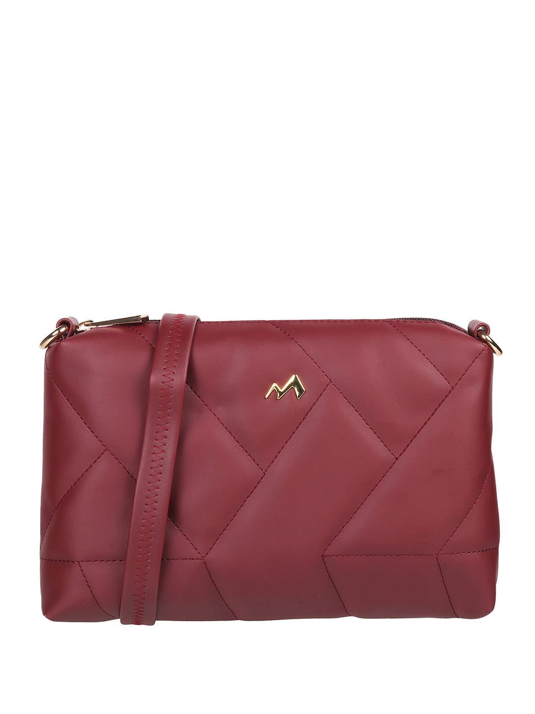 Metro Metro Maroon Structured Sling Bag with Quilted
