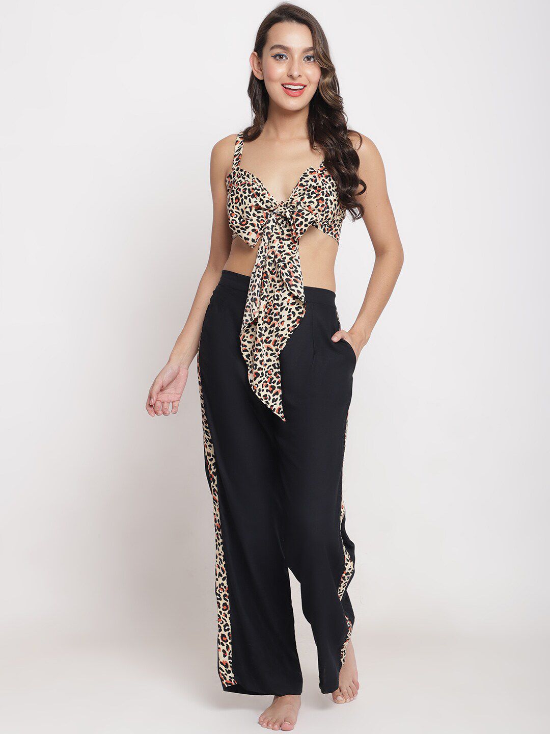 Aoba Women Black Printed Swimwear Set