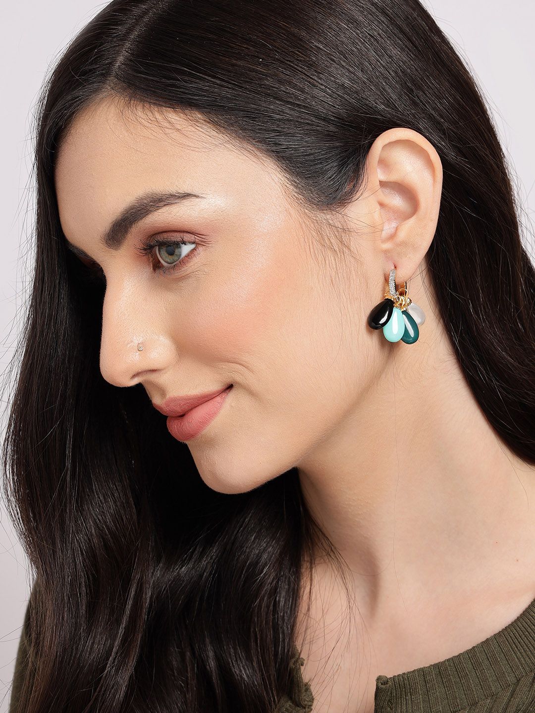 SOHI Gold-Plated Multicoloured Contemporary Drop Earrings