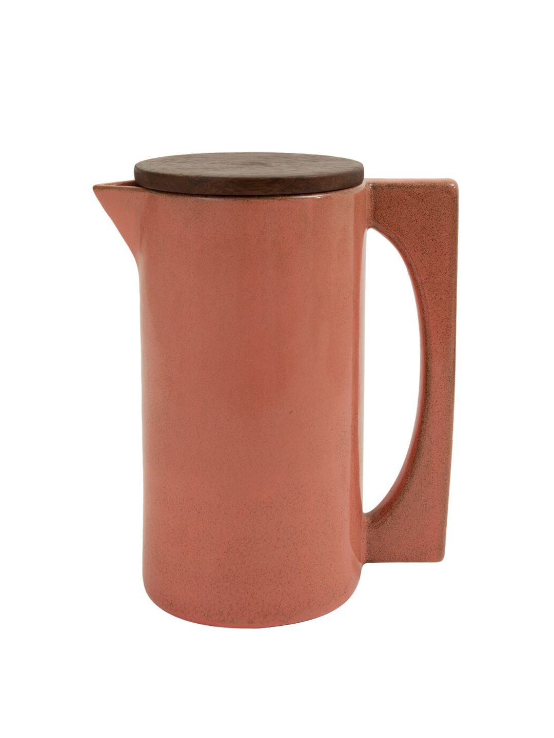 Buy ellementry Peach-Coloured Ceramic Jug With Wooden Lid - Water