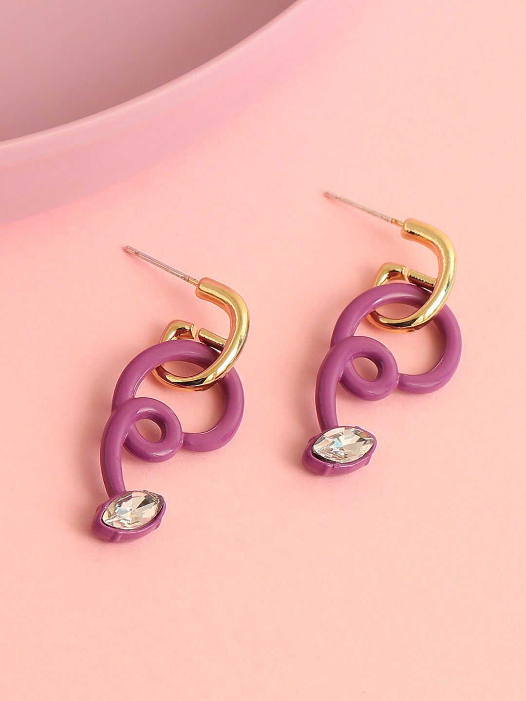 SOHI Purple Contemporary Drop Earrings