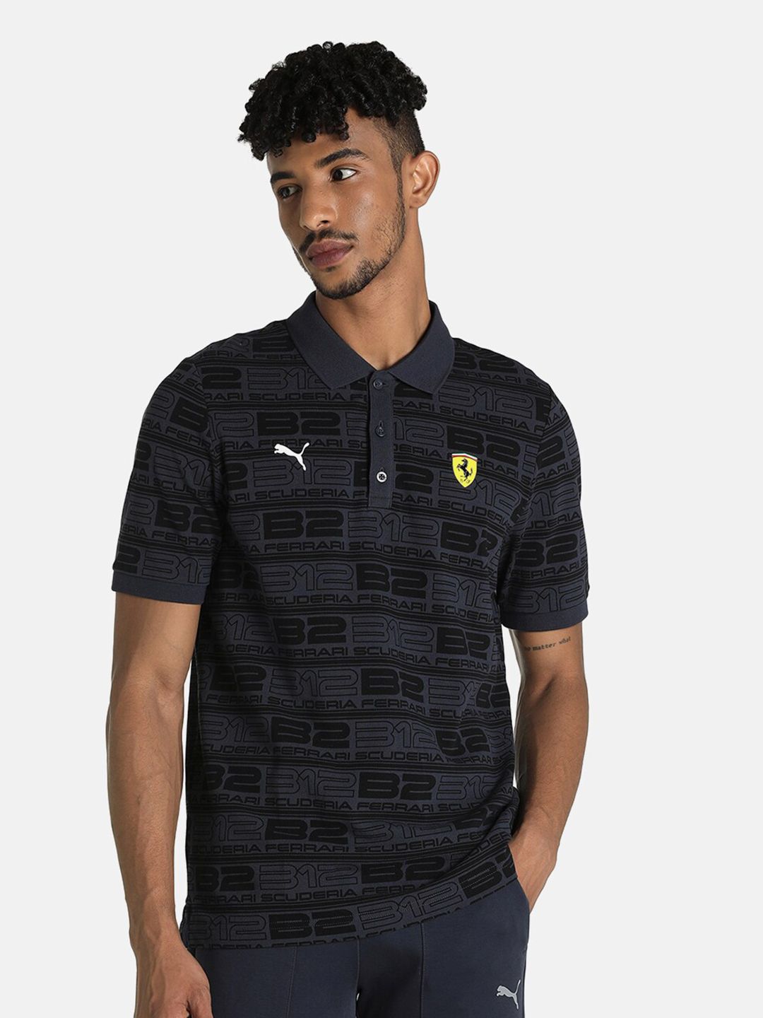 PUMA Motorsport Men Black Scuderia Ferrari Race Graphic Motorsport Polo Cotton Tshirt Price