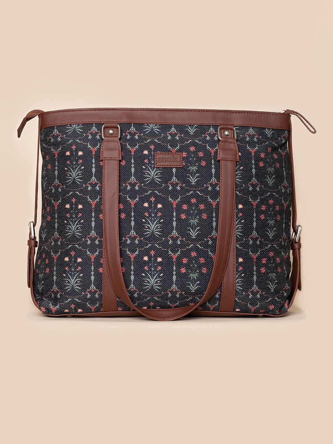 ZOUK Women Ethnic Motifs Printed Laptop Structured Hobo Tote Bag