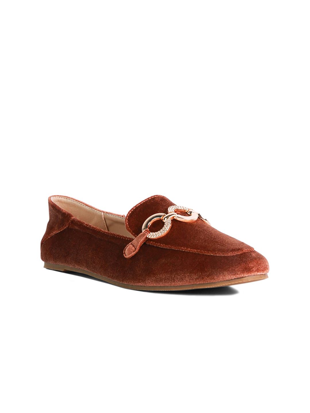 London Rag Women Brown Velvet Loafers Price in India