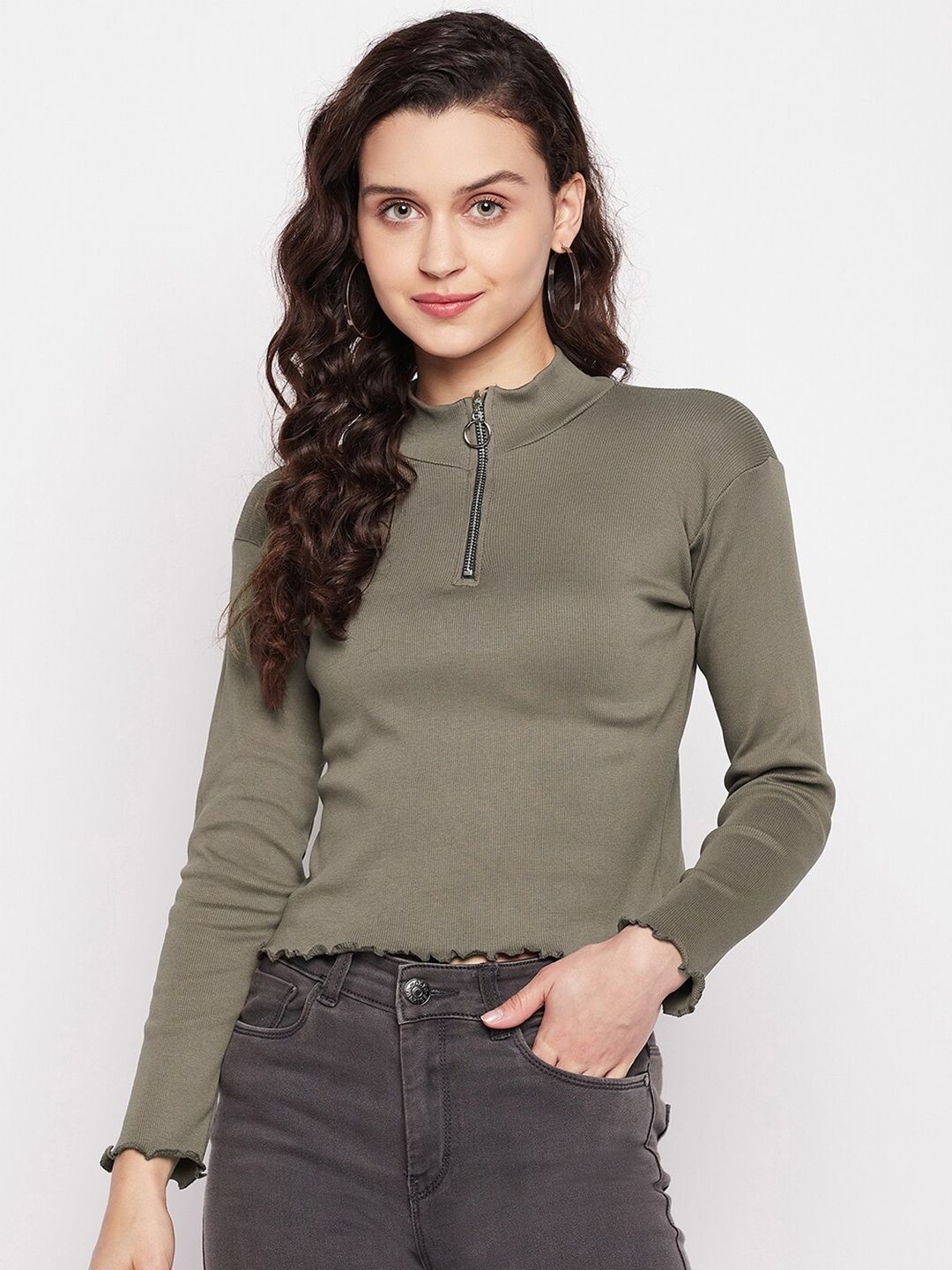 ALIZA Women Green Solid Top Price in India