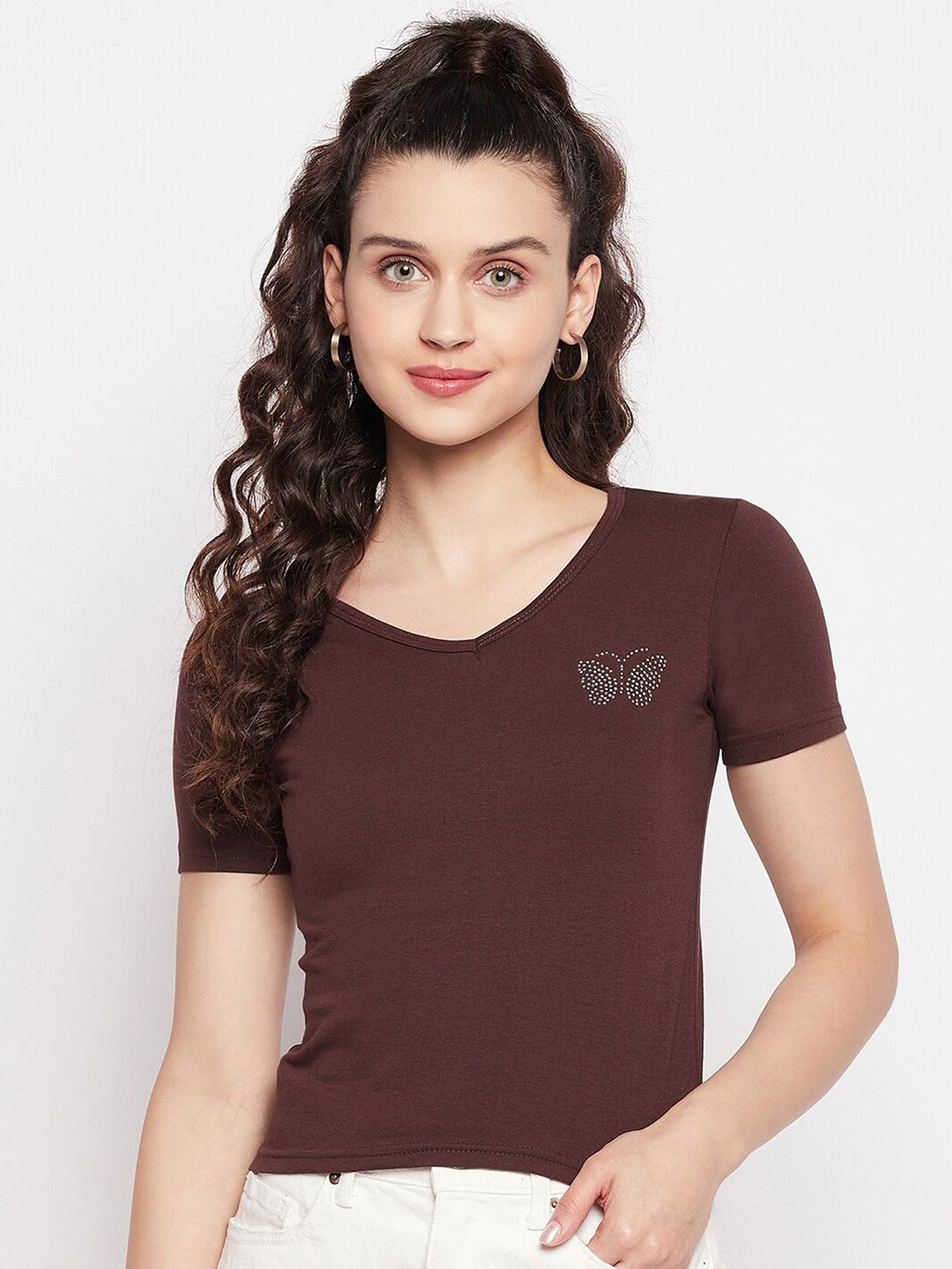 ALIZA Women Brown Solid Top Price in India