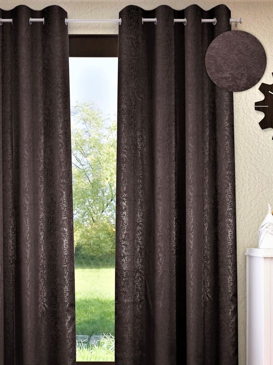 Home Sizzler Brown Black Out Door Curtain