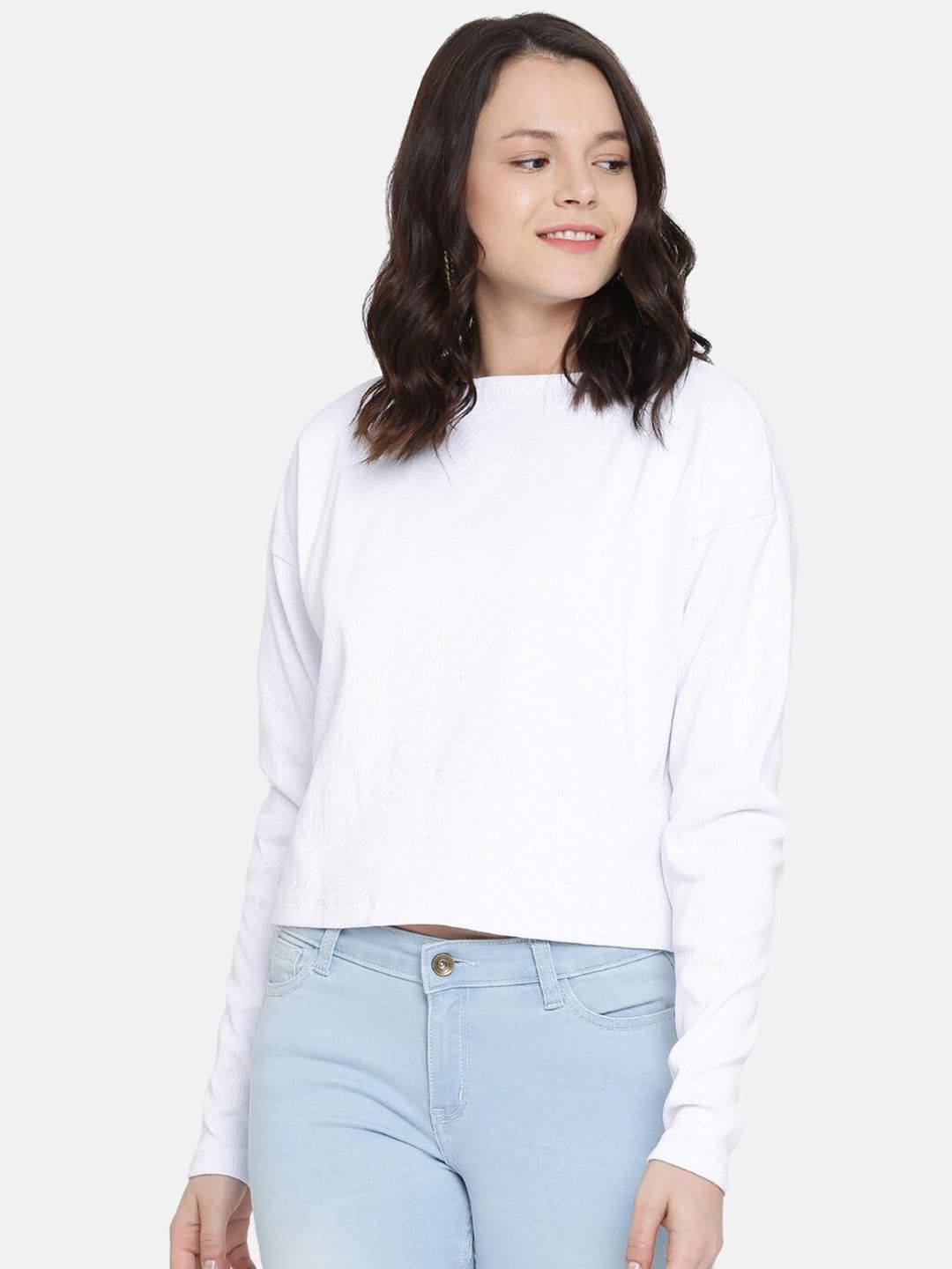 HERE&NOW White Extended Sleeves Top Price in India