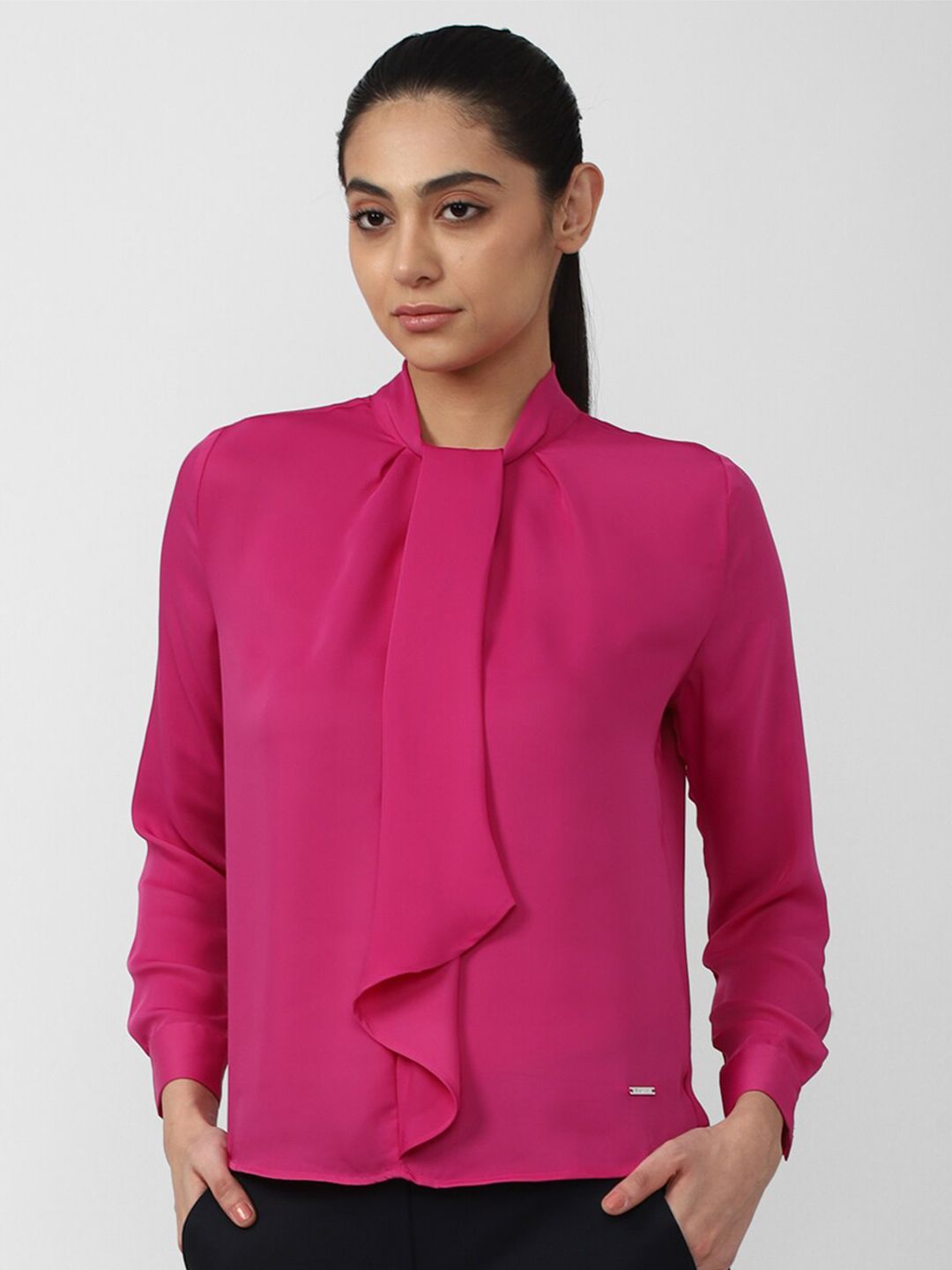 Van Heusen Woman Women Pink Tie-Up Neck Top Price in India